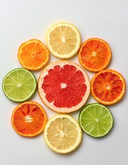 Obraz premium citrus slices arranged in a radial pattern 