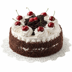 Delicious Black Forest Cake with Cherries and Whipped Cream