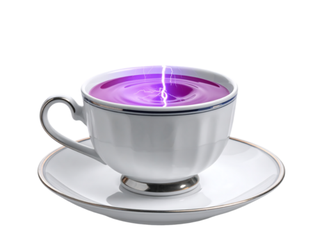 Whimsical Purple Teacup With Lightning Effect