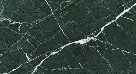 Elegant Dark Green Marble Texture with Striking White Veins - Natural Stone Background