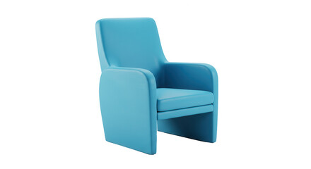 Naklejka premium Vivid turquoise recliner chair with ergonomic design isolated on transparent background