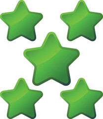 Five Shiny Green Stars Vector Illustration