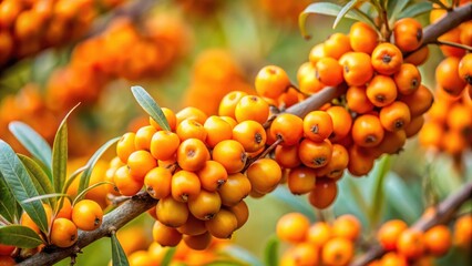 Close-up of vibrant sanddorn berries on a branch, branch, botany,  branch, botany, colorful, flora, flowers, close-up