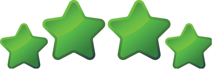 Four Shiny Green Stars Vector Illustration