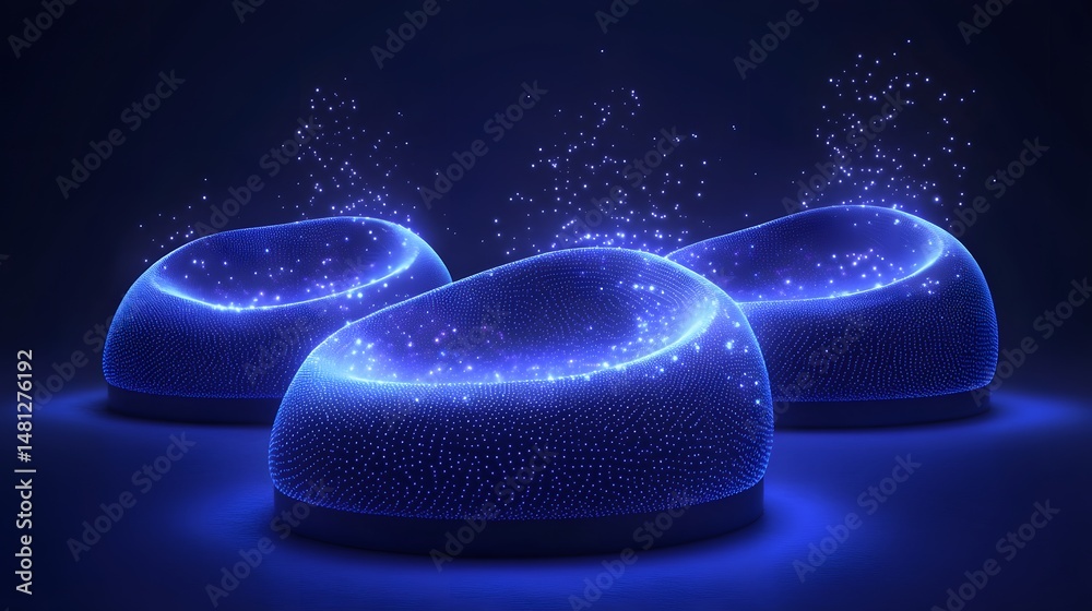 Aufkleber futuristic donuts of light illuminate the darkness, creating a mesmerizing visual. glowing particles
