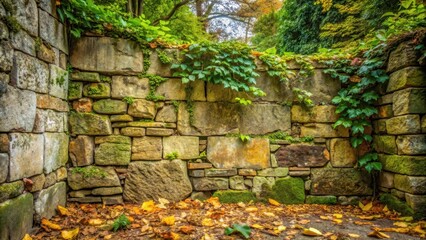 Ancient weathered stone wall with cracks and worn-out mortar