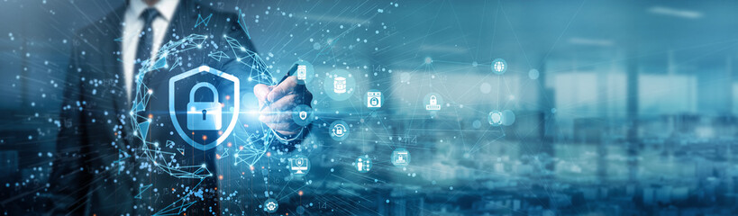 Hand of businessman drawing graphs monitoring network traffic cybersecurity threat detection firewall protection data encryption risk assessment incident response vulnerability scanning.