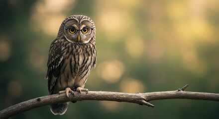 Owl wearing glasses on a branch