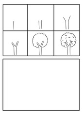 Tree drawing tutorial. A step-by-step guide to drawing a simple sheep. Ideal for kids learning to sketch plants. Directed drawing for kids, i can draw activity