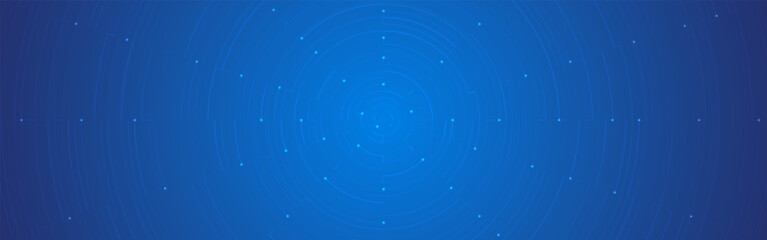 Blue tech background. Digital technology texture with glowing blue circles and abstract data points. Futuristic circles backdrop for presentation, website or tech project. Vector Illustration.