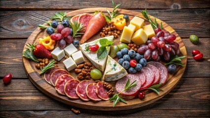 Sophisticated elegant platter with fresh fruits, cheeses