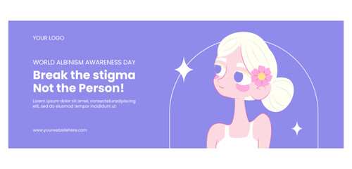 Albinism Awareness Social Media Cover with Hand-Drawn Elements in Flat Design