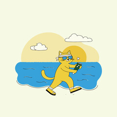 Cat Jogging by the Beach