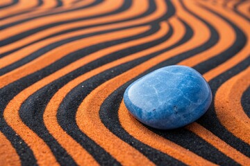 Blue Stone on Orange and Black Ripple Pattern - generated by ai