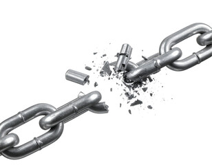 Broken Metal Chain Against Black Background
