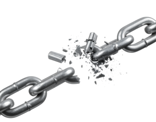 Broken Metal Chain Against Black Background