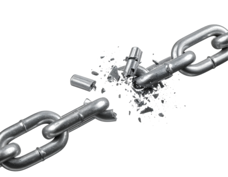 Broken Metal Chain Against Black Background