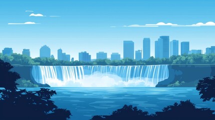 Fototapeta premium Vibrant vector design highlighting the unique architectural elements of Niagara Falls.