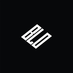 BLO letter logo design on black background.