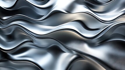 Obraz premium A close-up view of a flowing metallic surface exhibiting smooth. reflective waves. creating a dynamic texture that could be used for backgrounds or abstract art