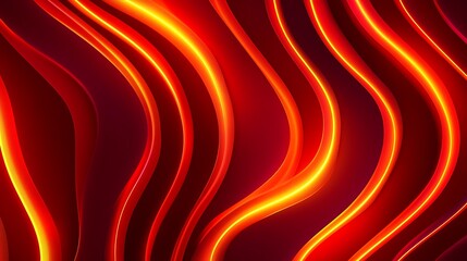 Abstract wavy lines, vibrant red and orange
