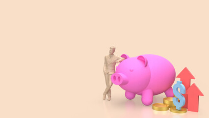 The Piggy Bank and coins for Business concept 3d Rendering.