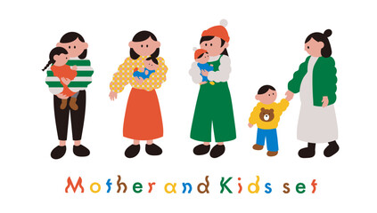 おでかけを楽しむお母さんと子供のセット