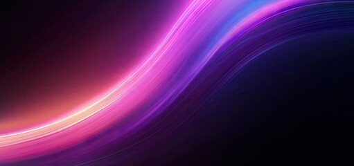 Fototapeta premium A vibrant abstract wave of purple and blue light gracefully flows across a dark background. creating a sense of motion and depth. ideal for digital art or design projects