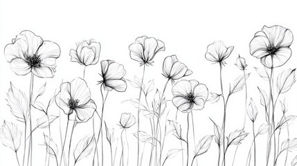 Abstract pencil sketches of field flowers.