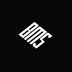 BMS letter logo design on black background.