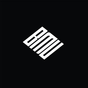 BMU letter logo design on black background.