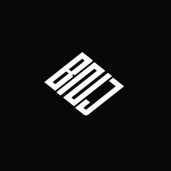 BNJ letter logo design on black background.