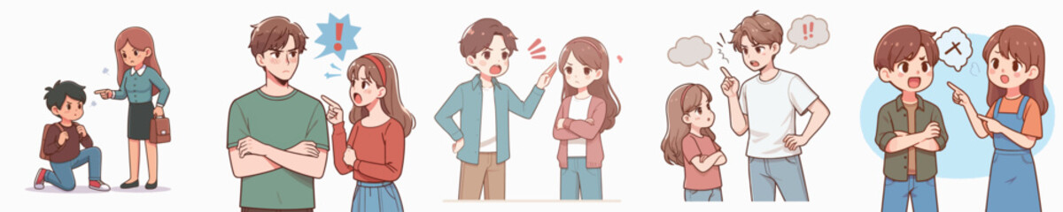 vector of angry brother and sister