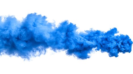 Fototapeta premium A flowing plume of vivid blue smoke against a white backdrop