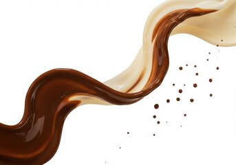 Chocolate and cream splash isolated on white background