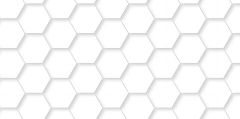 Seamless pattern with hexagon. White Hexagonal Background. Luxury honeycomb grid White Pattern. Vector Illustration. 3D Futuristic abstract honeycomb mosaic white background. geometric mesh cell text.