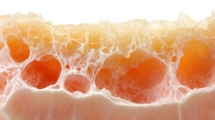 Close-Up of a Thick Slice of Fresh Pineapple Showing its Golden and Pink Flesh Texture