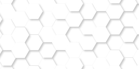 Abstract emboss white Hexagonal Background. Luxury White Pattern. Futuristic minimal honeycomb mosaic white background. geometric mesh cell texture. modern futuristic wallpaper.