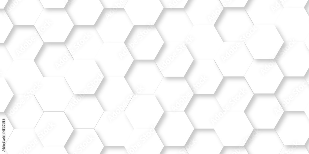 Poster abstract emboss white hexagonal background. luxury white pattern. vector futuristic minimal honeycom