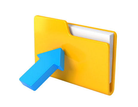 Upload Icon with Yellow Folder and Blue Arrow - Powered by Adobe