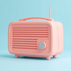 Obraz premium radio isolated on light pastel blue background with retro design