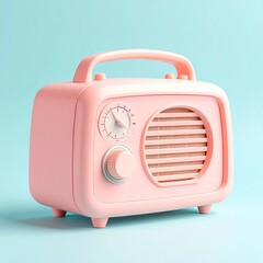 Fototapeta premium radio isolated on light pastel blue background with retro design
