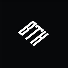 BTH letter logo design on black background.
