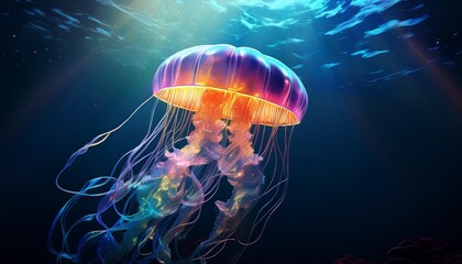 Fototapeta premium jellyfish in dark 