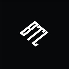 BTL letter logo design on black background.