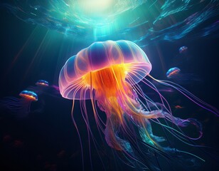 Fototapeta premium jellyfish in dark 