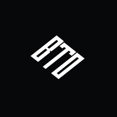 BTO letter logo design on black background.