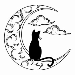 Craft a detailed silhouette of a cat Vector Art
