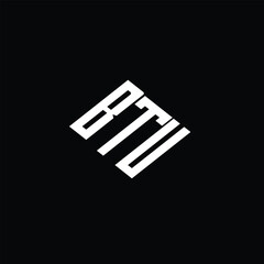 BTR letter logo design on black background.