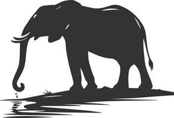 Large animal elephant vector silhouette